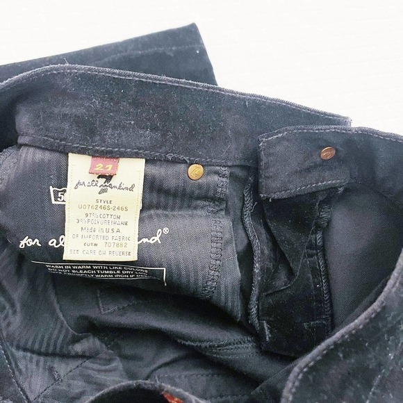 7 For All Mankind Flare Denim Jeans Black Faux Suede SZ27 - Picture 4 of 8